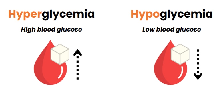 high vs low blood glucose
